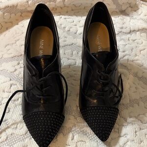 Nine West Black Lace Up Studded Boots